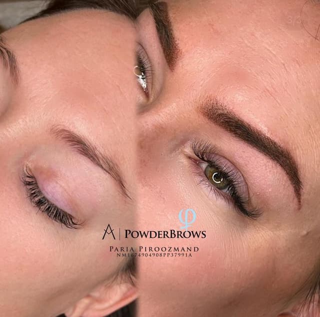 Powder brows close-up